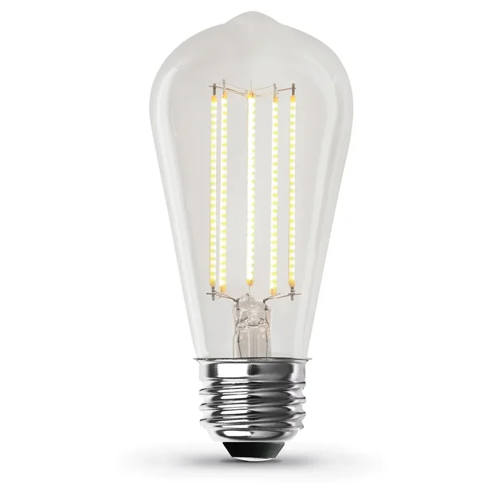 Feit Electric 9W ST19 E26 Base Dimmable Cage Filament Clear Glass Vintage Edison LED Light Bulb Warm Light (ST1960/CL/VG/LED)