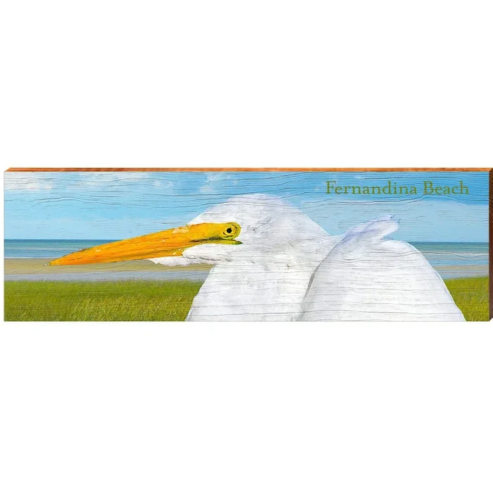 Fernandina Beach Egret | Wall Art Print on Real Wood