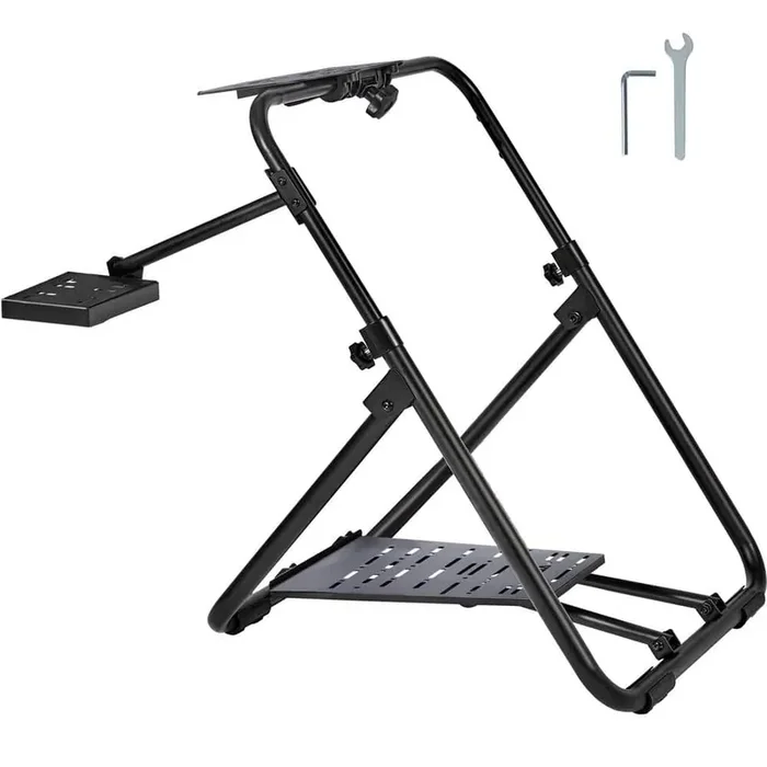 Foldable Racing Steering Wheel Stand Height Adjustable Universal Base Heavy-duty Frame Standar Seating Portable
