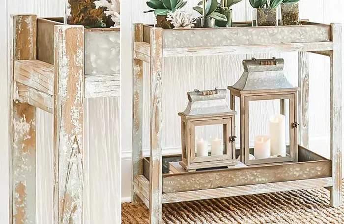 Galvanized Metal Potting Tray Table | Rustic Farmhouse – Decor Steals