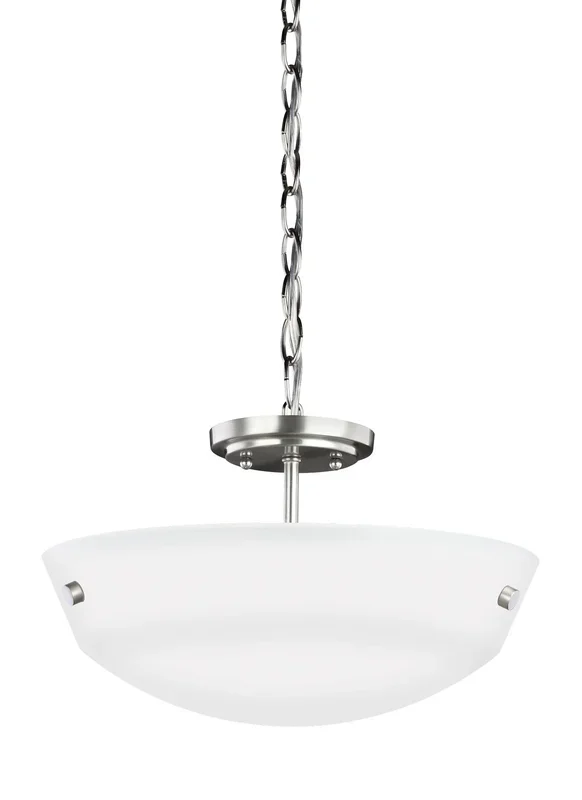 Generation Lighting – 7715202-962 – Two Light Semi-Flush Convertible Pendant – Kerrville – Brushed Nickel