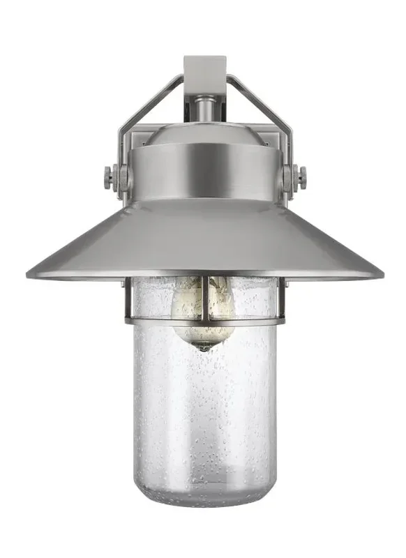 Generation Lighting Boynton Large Lantern Painted Brushed Steel Finish With Clear Seeded Glass Shade (OL13902PBS)