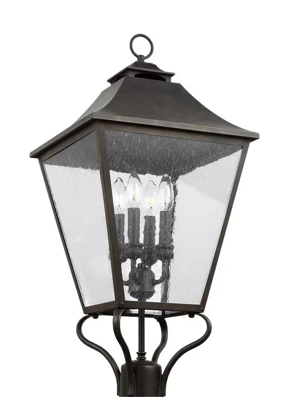 Generation Lighting Galena Large Post Lantern Sable Finish With Clear Seeded Glass Plates (OL14407SBL)