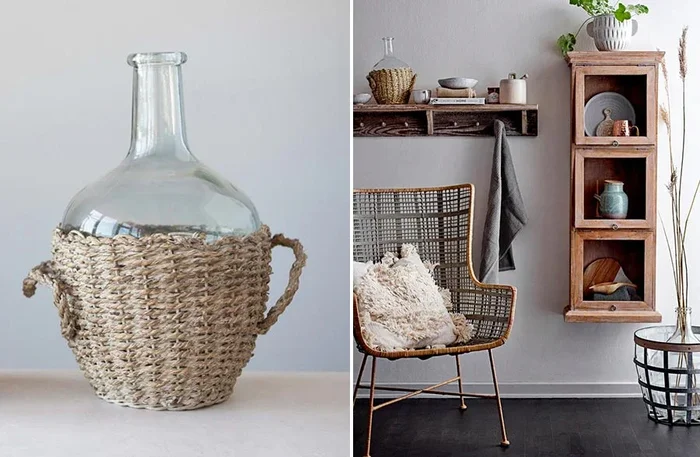 Glass Bottle with Removable Woven Seagrass Basket – Decor Steals