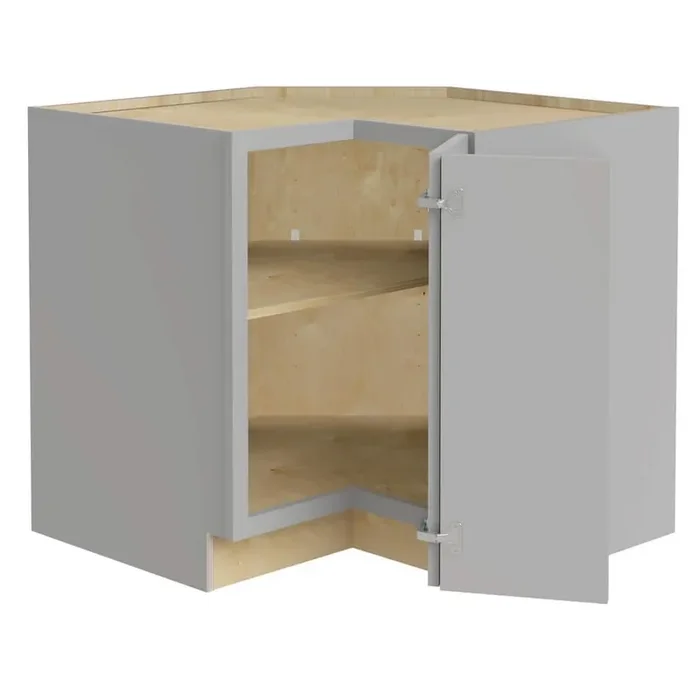 Grayson 33 in. W x 24 in. D x 34.5 in. H Assembled Plywood Corner Easy Reach Base Kitchen Cabinet in Pearl Gray RH