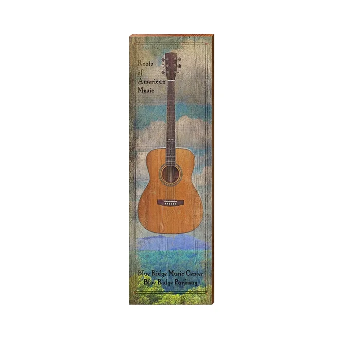 Guitar Study Sign | Real Art Print on Wood