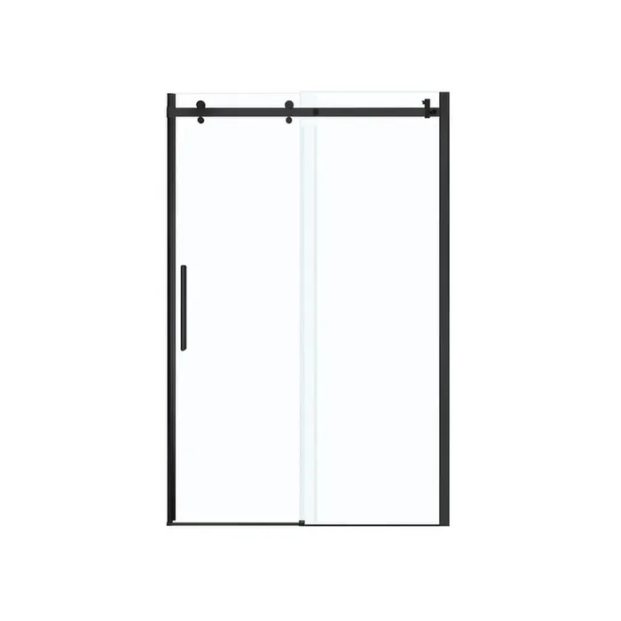 Halo 44 1/2 x 78 3/4 in. Frameless Sliding Shower Door for Alcove Installation with Clear glass in Matte Black