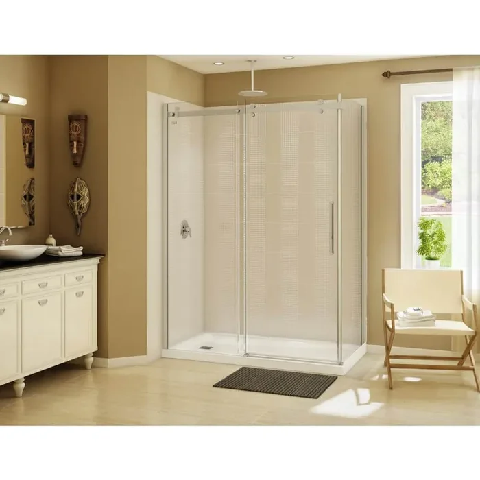 Halo 60 in. x 31-7/8 in. Frameless Corner Sliding Shower Enclosure in Brushed Nickel