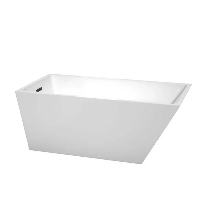 Hannah 59 in. Acrylic Flatbottom Bathtub in White with Matte Black Trim
