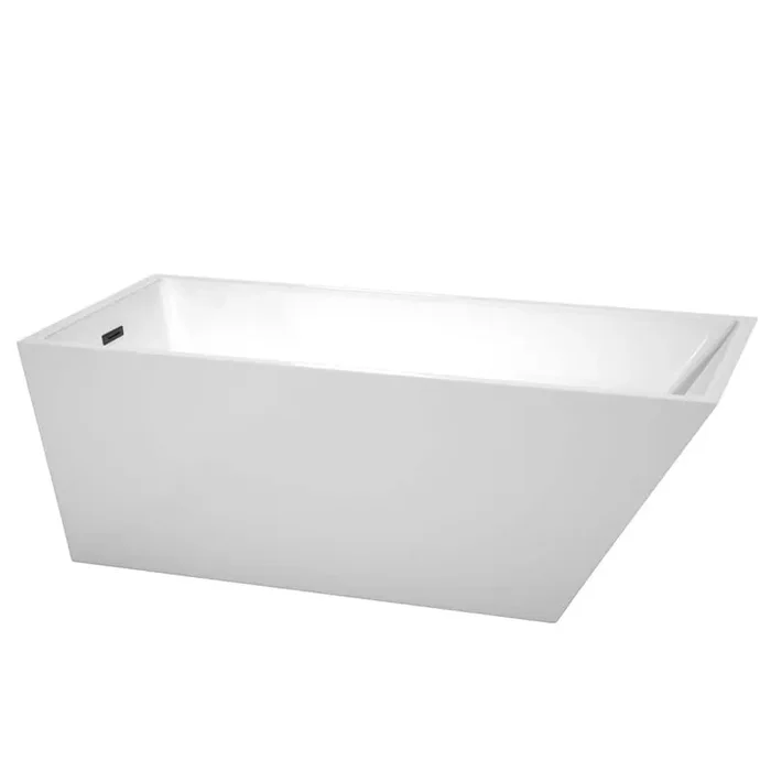 Hannah 67 in. Acrylic Flatbottom Bathtub in White with Matte Black Trim
