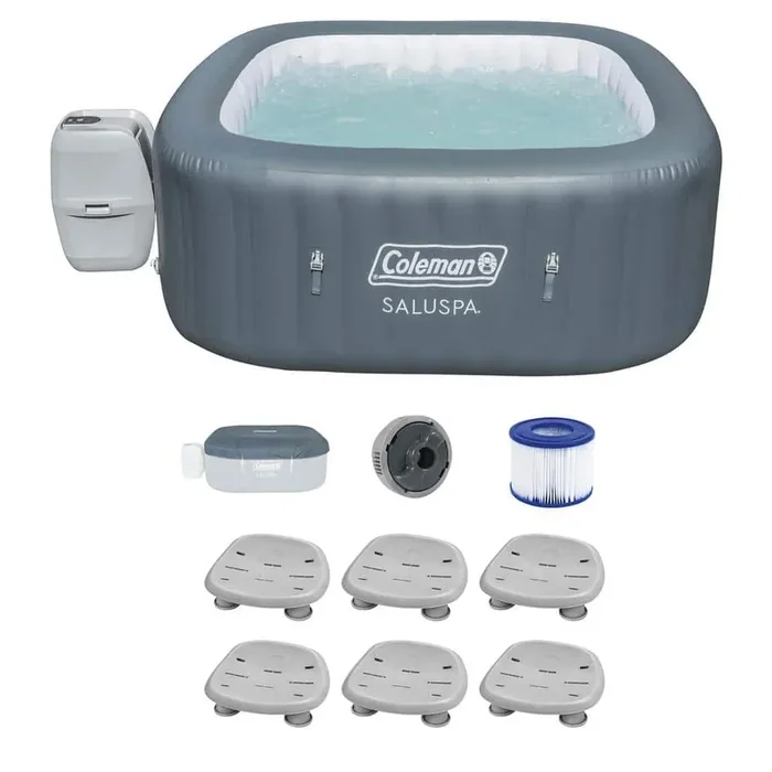 Hawaii 6-Person 140-Jet Inflatable Hot Tub and Non Slip Spa Seat with Adjustable Legs (6-Pack)