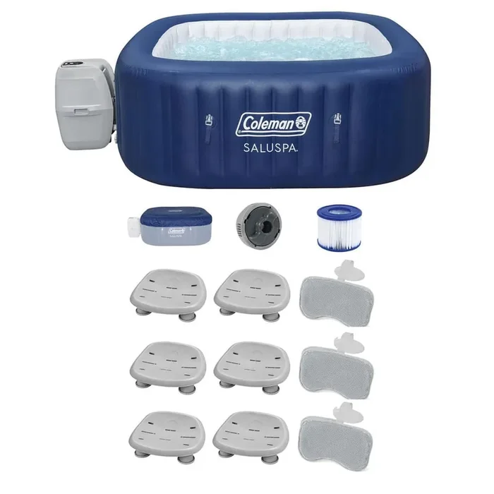 Hawaii 6-Person 140-Jet Inflatable Hot Tub with Spa Seat (6-Pack) and Headrest Pillow (3-Pack)