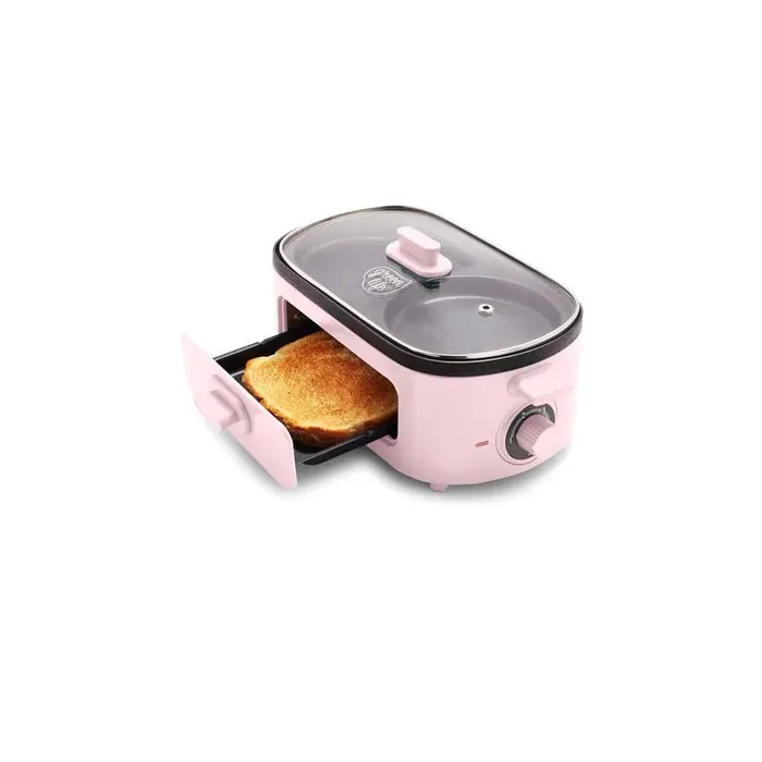 Healthy Ceramic Nonstick Pink Electric 3 in. 1 Multi-Cookers Breakfast Maker Station