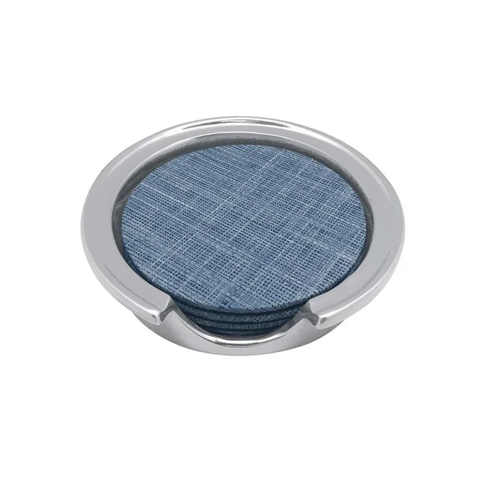 Heather Blue Faux Grasscloth Signature Coaster Set by Mariposa