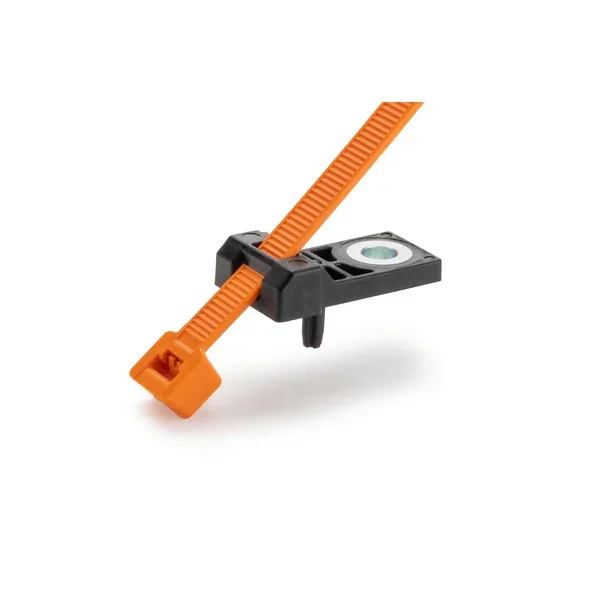 HellermannTyton 2-Piece Cable Tie/Screw Mount 15 Inch Long M6 Hole 4.1 Inch Max Bundle Diameter 120 Pound PA66HIRHS Black/Orange 2500 Per Carton (156-04047)