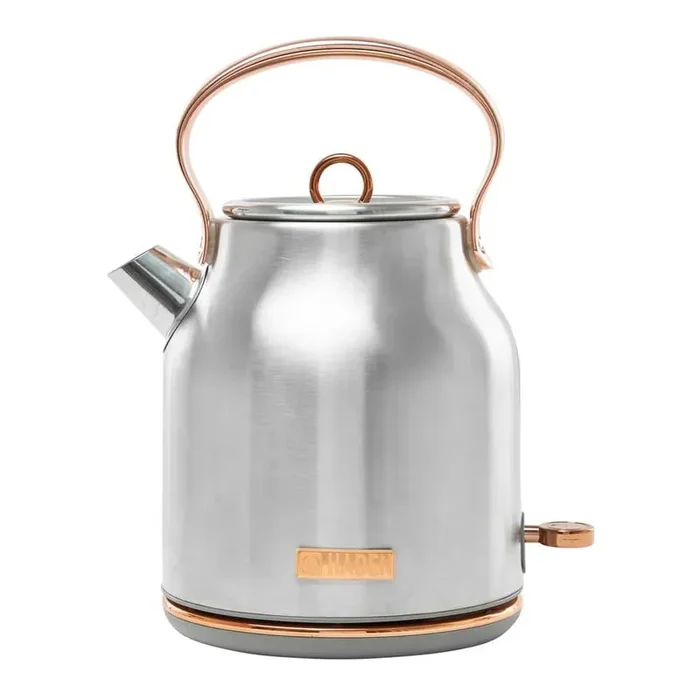 Heritage 1.7 l 7-Cup Steel and Copper Cordless Stainless Steel Retro Electric Kettle with Auto Shut-Off