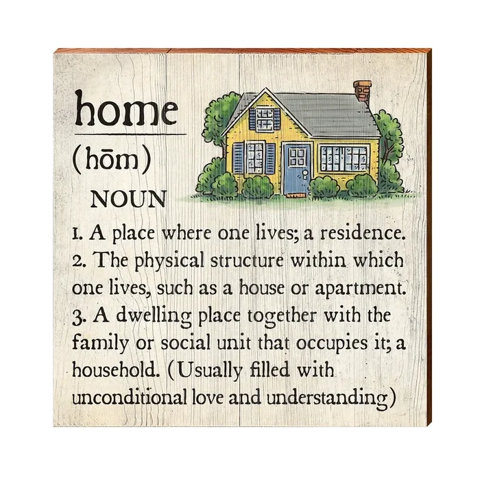 Home Definition Wooden Sign | Wall Art Print on Real Wood | Home Decor