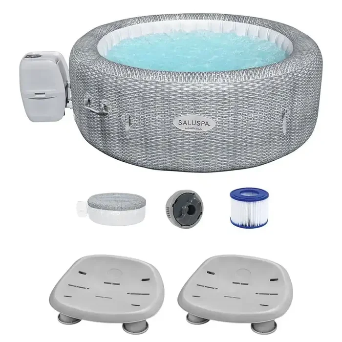 Honolulu 6-Person AirJet Inflatable Hot Tub with 2 Pack SaluSpa Spa Seat