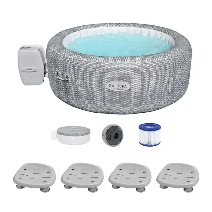 Honolulu 6-Person AirJet Inflatable Hot Tub with 4 Pack SaluSpa Spa Seat