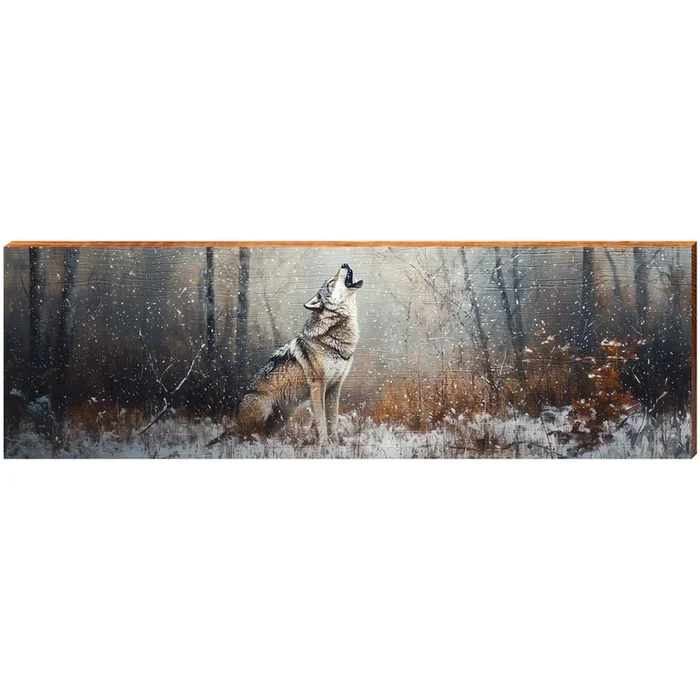 Howlin’ Wolf Snowfall | Wall Art Print on Real Wood