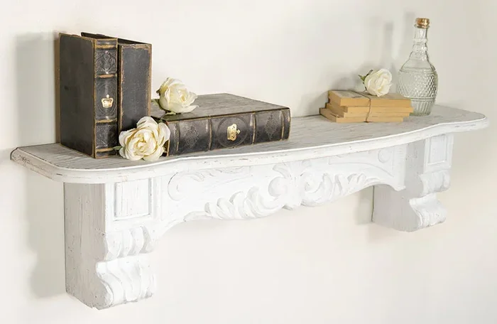 *HUGE* Antique White Corbel Shelf | Chippy Farmhouse – Decor Steals