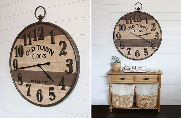 *HUUUGE* Wood Clock With Metal Numbers – Decor Steals