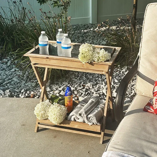 Indoor/Outdoor Folding Table with Removable Metal Tray – Decor Steals