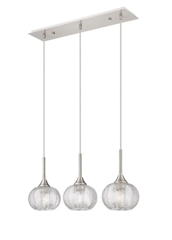 Innovations – 323-3I-SN-G323-7CL – Three Light Island Pendant – Berkshire – Brushed Satin Nickel – 3233ISNG3237CL
