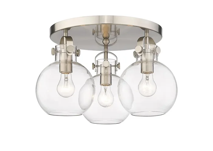 Innovations – 410-3F-SN-G410-7CL – Three Light Flush Mount – Downtown Urban – Satin Nickel – 4103FSNG4107CL