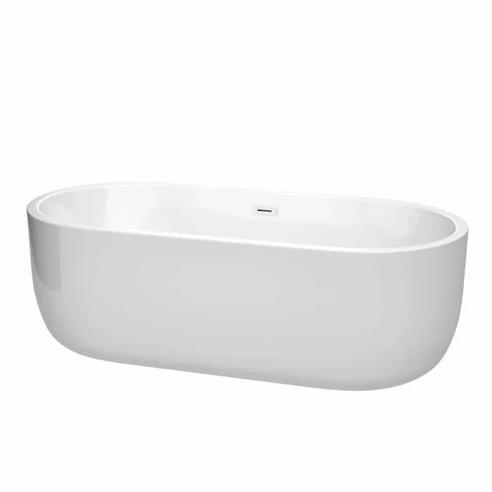 Juliette 71 in. Acrylic Flatbottom Bathtub in White with Shiny White Trim