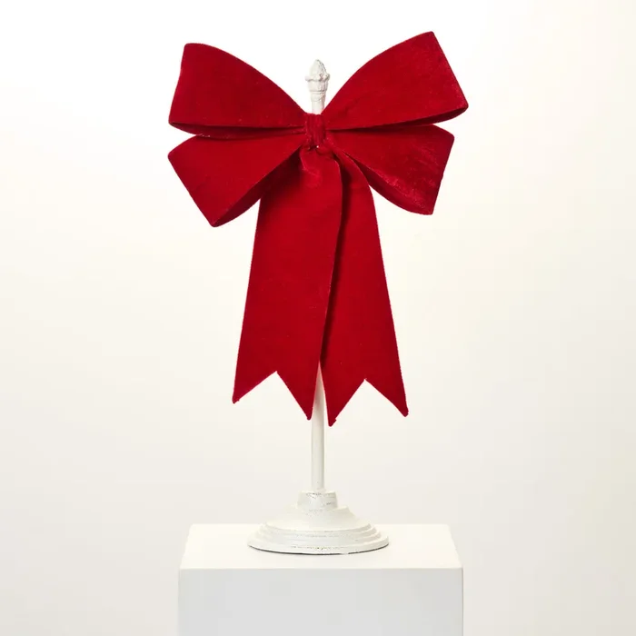 Large Classic Red Velvet Bow Clip-On Ribbon Christmas Ornament