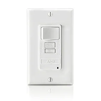 Leviton 15 Amp Switch 20 Amp Feed-Through 125V OBC AFCI With Switch Monochromatic Back And Side Wired Nylon Wall Plate/Faceplate White (AFSW1-W)