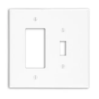 Leviton 2-Gang 1-Toggle 1-Decora/GFCI Device Combination Wall Plate Oversized Thermoset Device Mount White (88605)