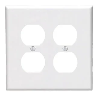 Leviton 2-Gang Duplex Device Receptacle Wall Plate Midway Size Thermoset Device Mount White (80516-W)