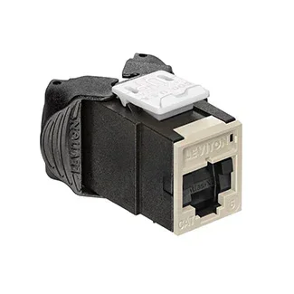 Leviton Atlas-X1 CAT6 UTP QuickPort Connector With Shutters Light Almond (61UJK-ST6)