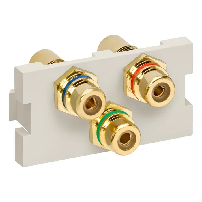 Leviton RCA Component Feedthrough MOS (Multimedia Outlet System) Connector Light Almond (41292-3DT)
