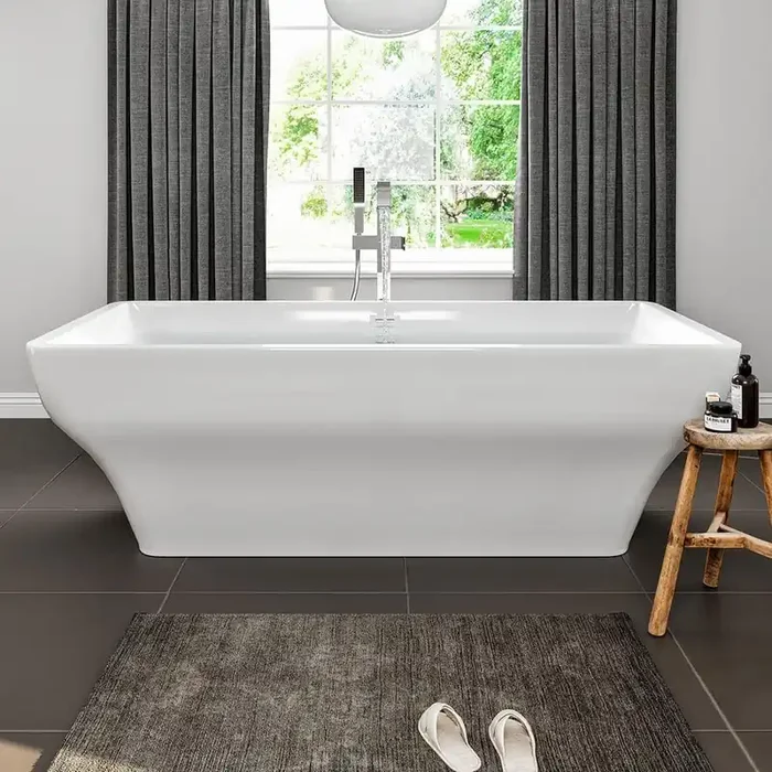 Lily 59 in. Acrylic Flatbottom Non-Whirlpool Bathtub in White