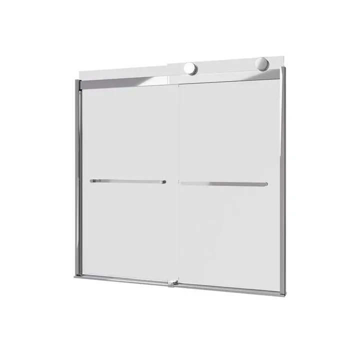 Luxor 60 in. W x 60 in. H Sliding Frameless Shower Door in Chrome with Tempered Glass