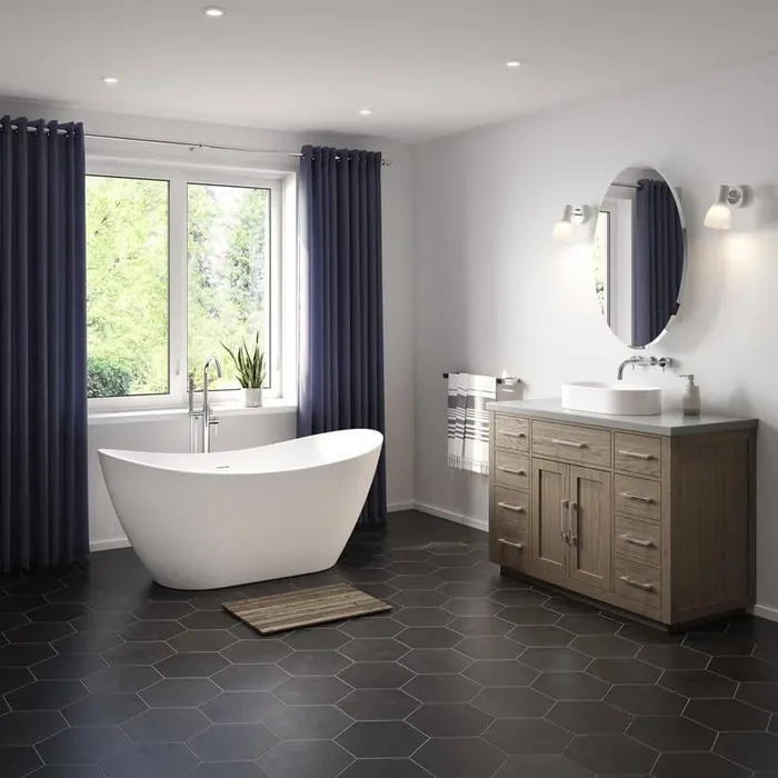 Mahaba 60 in. x 29 in. Acrylic Freestanding Soaking Bathtub with Center Drain in White