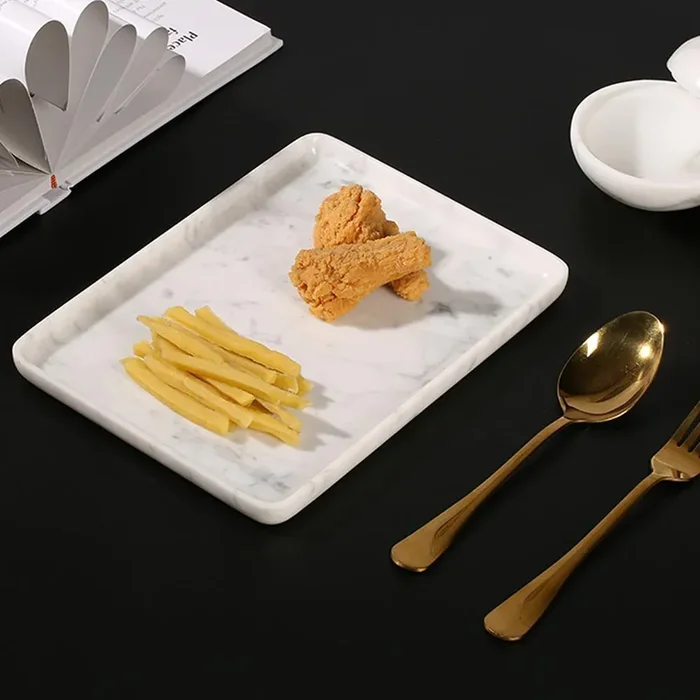 Marble White Rectangular Dinner Plates Steak Chicken Dinner Plate Chargers