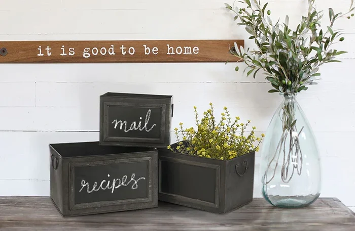 Metal Cubby Boxes with Handles Set of 3 | Industrial Charm – Decor Steals