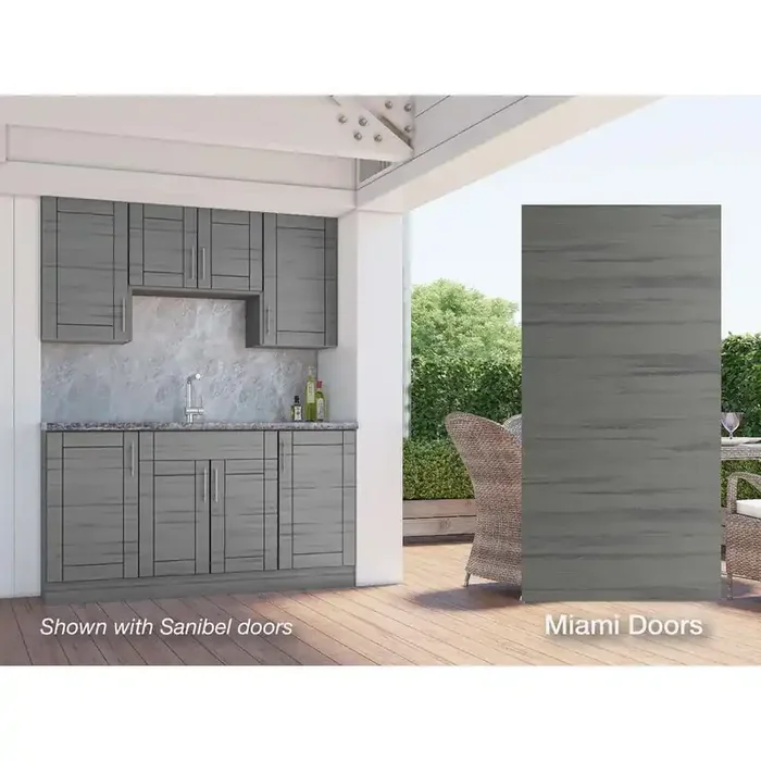 Miami Dark Ash 22-Piece 67.25 in. x 84 in. x 25 in. Outdoor Kitchen Cabinet Island Set
