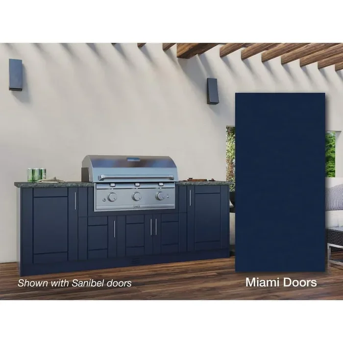 Miami Sapphire Blue 12-Piece 91.25 in. x 34.5 in. x 28 in. Outdoor Kitchen Cabinet Island Set