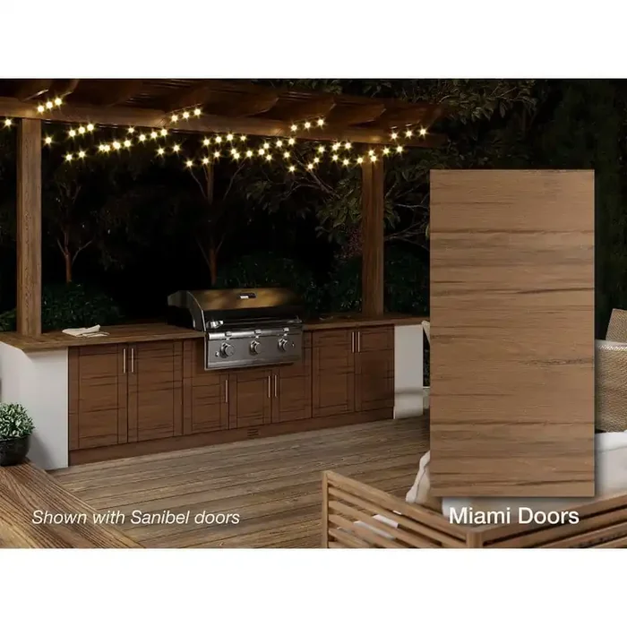 Miami Teak 20-Piece 121.25 in. x 34.5 in. x 28.5 in. Outdoor Kitchen Cabinet Island Set