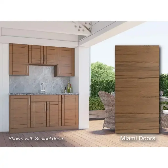 Miami Teak 22-Piece 67.25 in. x 84 in. x 25 in. Outdoor Kitchen Cabinet Island Set
