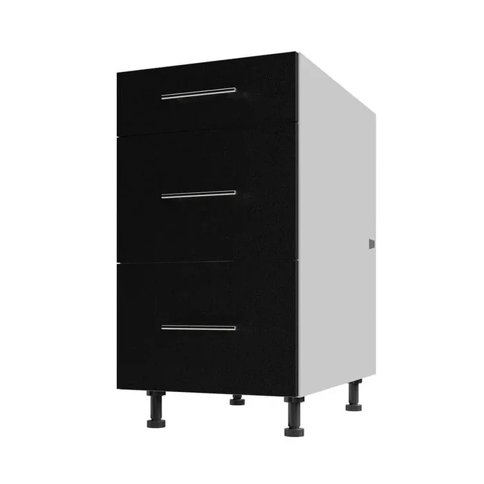 Miami Weatherboard 18 in. X 27 in. X 34.5 in Outdoor Base Cabinet 3 Drawer in Pitch Black Matte