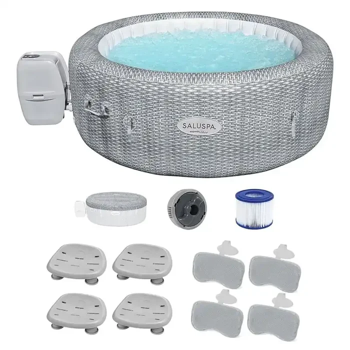 Milan 6-Person AirJet Inflatable Hot Tub with 6 SaluSpa Spa Seat and 6 Pillows