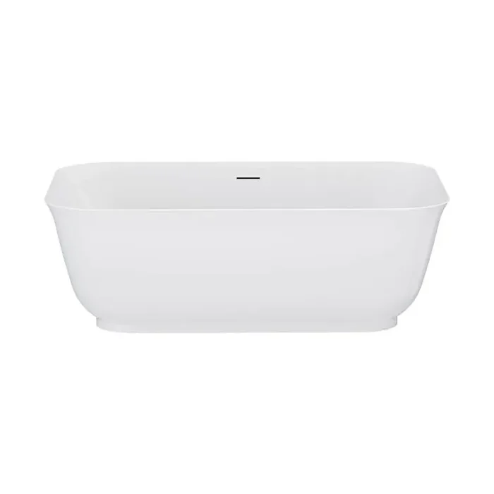 Mina 59 in. x 29.6 in. Soaking Bathtub with Middle Drain in Glossy White