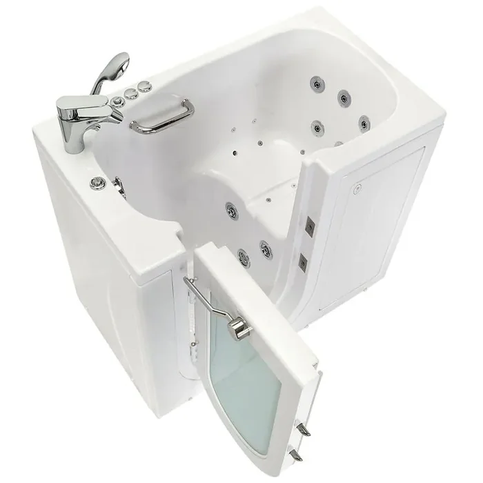 Mobile 45 in. x 26 in. Walk-In Whirlpool & Air Bath Bathtub in White, Outward Door,Digital,Heated Seat,Fast Fill & Drain