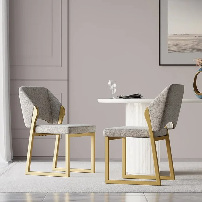 Modern Light Grey Wingback Dining Chairs (Set of 2) Upholstered Linen Side Chairs